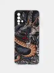Коричневый силиконовый чехол на Xiaomi Redmi 9T / Редми 9Т прозрачный, с рисунком, защита камеры
