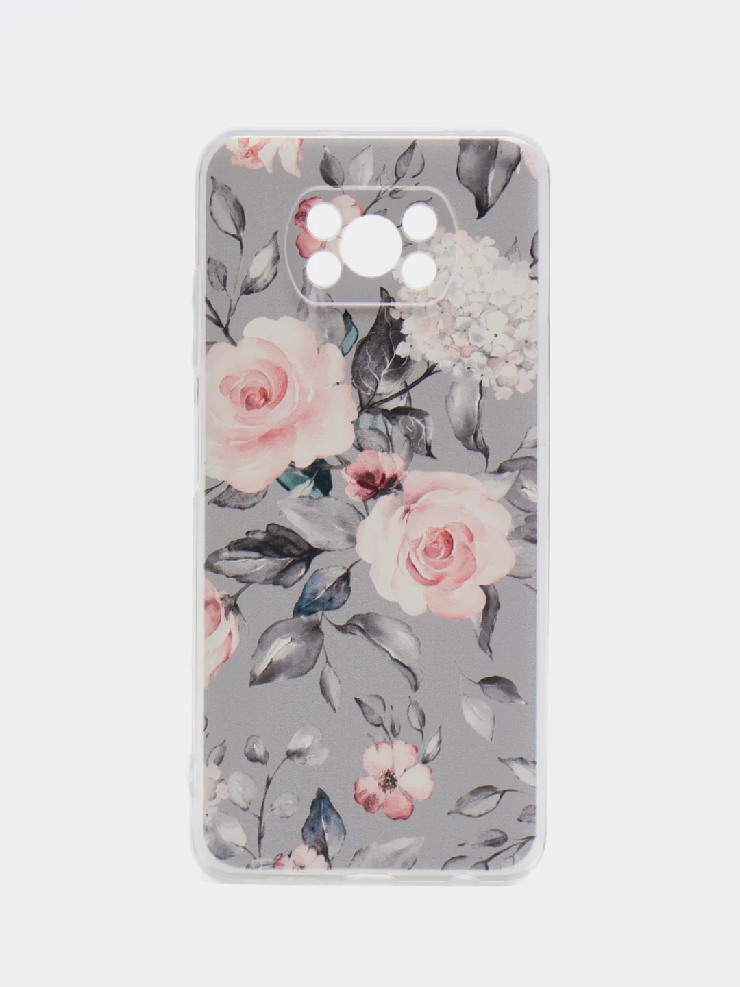 Кораллово-розовый силиконовый чехол на Xiaomi Poco X3/X3 Pro / Сяоми Poco X3/Х3 Про прозрачный, с рисунком