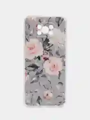 Кораллово-розовый силиконовый чехол на Xiaomi Poco X3/X3 Pro / Сяоми Poco X3/Х3 Про прозрачный, с рисунком