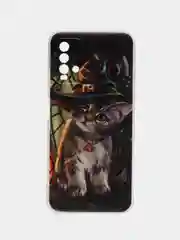 Медный силиконовый чехол на Xiaomi Redmi 9T / Редми 9Т прозрачный, с рисунком, защита камеры