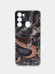 Коричневый чехол на Tecno Spark Go 2022/8C/9 / Текно Спарк Гоу 2022/8С/9 прозрачный, с рисунком