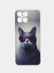 Синий меланж силиконовый чехол на Honor X8 / Хонор Х8 прозрачный, с рисунком, защита камеры