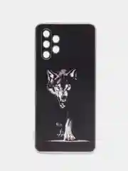 Серый меланж силиконовый чехол на Samsung Galaxy A32 / Самсунг А32 прозрачный с рисунком, защита камеры