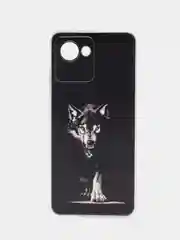 Серый меланж силиконовый чехол на Realme C30 / Реалми С30 прозрачный, с рисунком, защита камеры