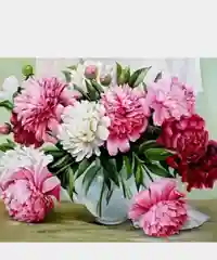Белый алмазная мозаика  без подрамника  Цветы, Букет   30/40 см