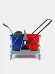 Тележка уборочная для уборки Brabix, 2 съемных ведра по 17 л, механический отжим, 606660