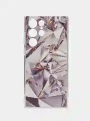 Серый металлик чехол на Samsung Galaxy S22 Ultra / Самсунг S22 Ultra прозрачный с рисунком, защита камеры