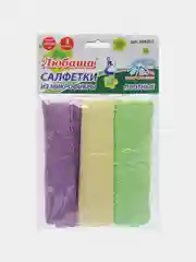 Салфетка для уборки из микрофибры, тряпка для кухни, пола 3 штуки, 30х30 см, Любаша 606307