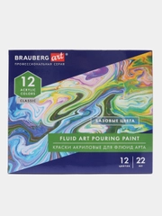 Краски акриловые для техники "Флюид Арт" (POURING PAINT), НАБОР 12 цветов по 22 мл