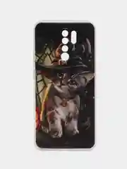 Медный силиконовый чехол на Xiaomi Redmi 9 / Сяоми Редми 9 прозрачный, с рисунком, защита камеры