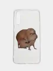 Бежевый силиконовый чехол на Samsung Galaxy A50/A30s / Самсунг А50/А30s прозрачный, с рисунком