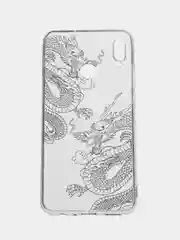 Пудровый силиконовый чехол на Honor 8X / Хонор 8Х прозрачный, с рисунком, защита камеры