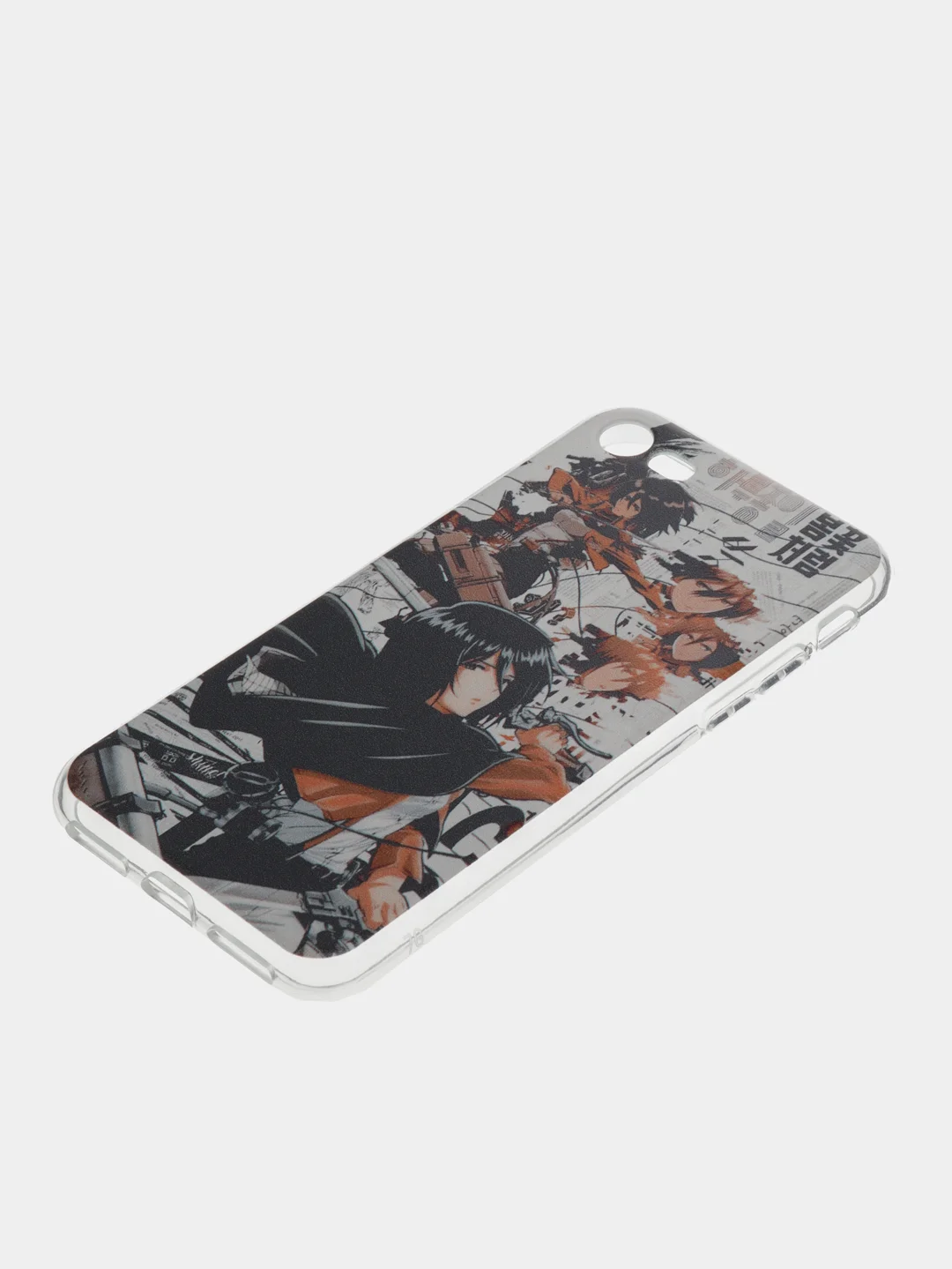 Бежевый меланж чехол для iPhone 6s, 7/8 Plus, XR, 11, с рисунком по аниме "Атака титанов"