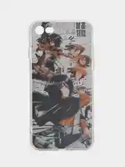 Бежевый меланж чехол для iPhone 6s, 7/8 Plus, XR, 11, с рисунком по аниме "Атака титанов"