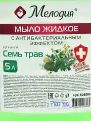 Жидкое мыло для рук антибактериальное, 5 л, Мелодия "Семь трав", 606986