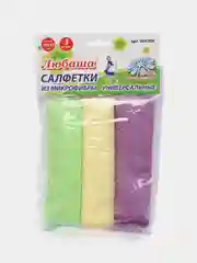 Салфетка для уборки из микрофибры, тряпка для кухни, пола 3 штуки, 30х30 см, Любаша 606306