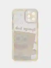 Желтый чехол прозрачный, мультфильм "Спанч Боб", матовый, для iPhone XR, 11, 12 mini, Pro, 13 Pro