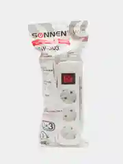 Удлинитель сетевой фильтр Sonnen Psw-303, 3 розетки c заземлением, выключатель, 513660