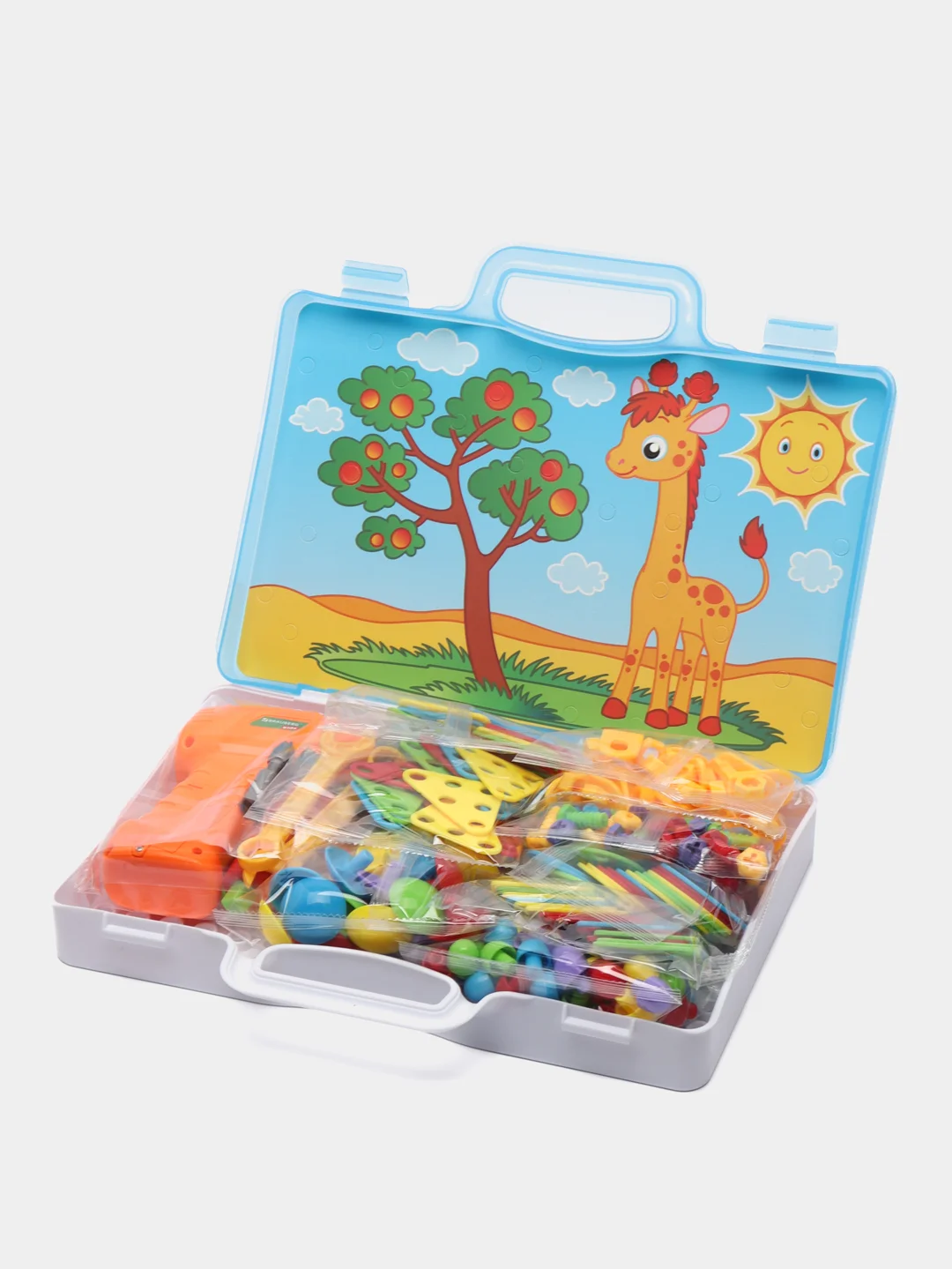 Конструктор с шуруповертом, развивающий подарок 247 деталей, BRAUBERG KIDS, 665204