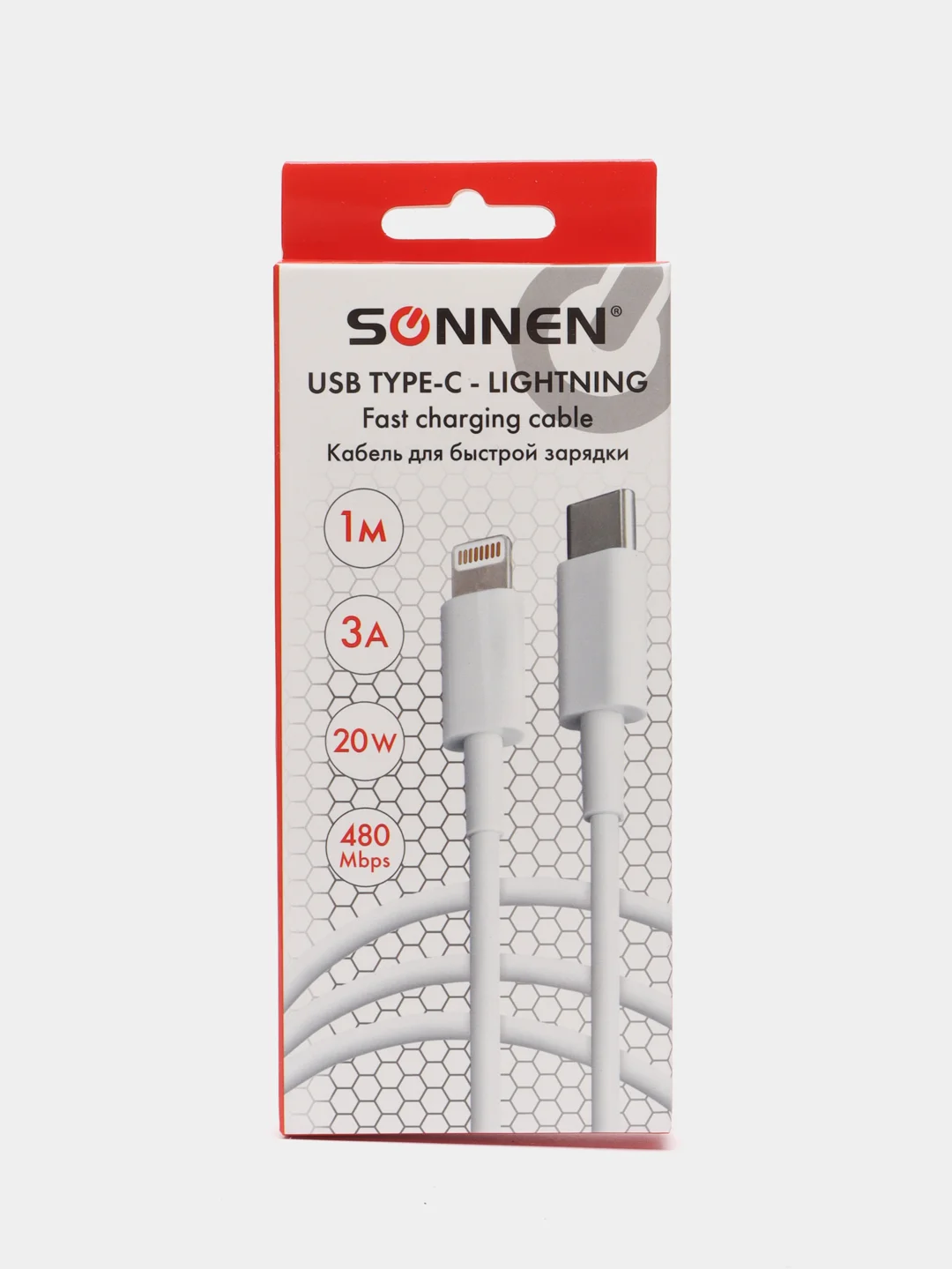 Кабель USB, провод для зарядки телефона, айфона Usb Type-C-Lightning 1 м, Sonnen, 513612