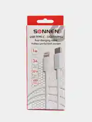 Кабель USB, провод для зарядки телефона, айфона Usb Type-C-Lightning 1 м, Sonnen, 513612
