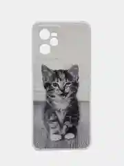 Молочный силиконовый чехол на Realme C35 / Реалми С35 прозрачный, с рисунком, защита камеры