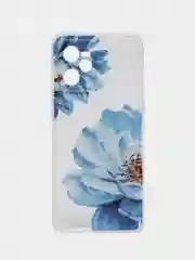 Лазурный силиконовый чехол на Realme C35 / Реалми С35 прозрачный, с рисунком, защита камеры