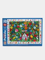 Развивающий пазл головоломка для детей 5-7 лет, игра для малышей "Домик в цветах" 96 деталей