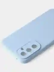 Голубой чехол для Samsung A54, матовый, с дополнительной защитой камеры