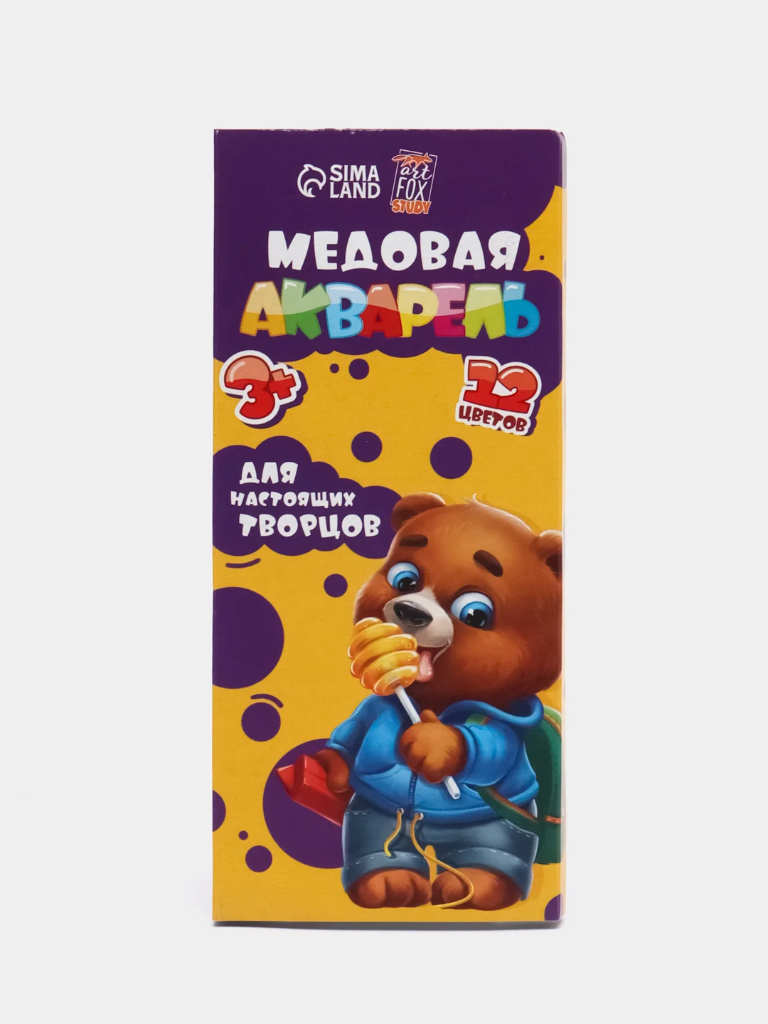 Акварель медовая, 12 цветов, в картонной коробке, без кисти