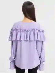 Лавандовый блузка женская, с рюшами