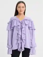 Лавандовый блузка женская, с рюшами