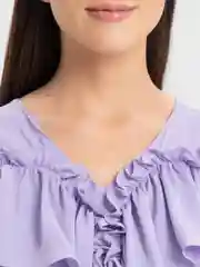 Лавандовый блузка женская, с рюшами