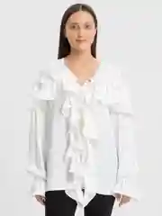 Белый блузка женская, с рюшами
