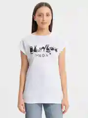 Футболка с принтом Meow, хлопок КФ1148П15 белый, KLERY