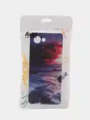 Фиолетовый силиконовый чехол на Realme C30 / Реалми С30 прозрачный, с рисунком, защита камеры