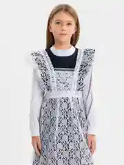 Слоновая кость фартук школьный, ажурный, белый