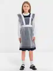 Белый фартук школьный, ажурный, белый