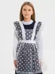 Белый фартук школьный, ажурный, белый