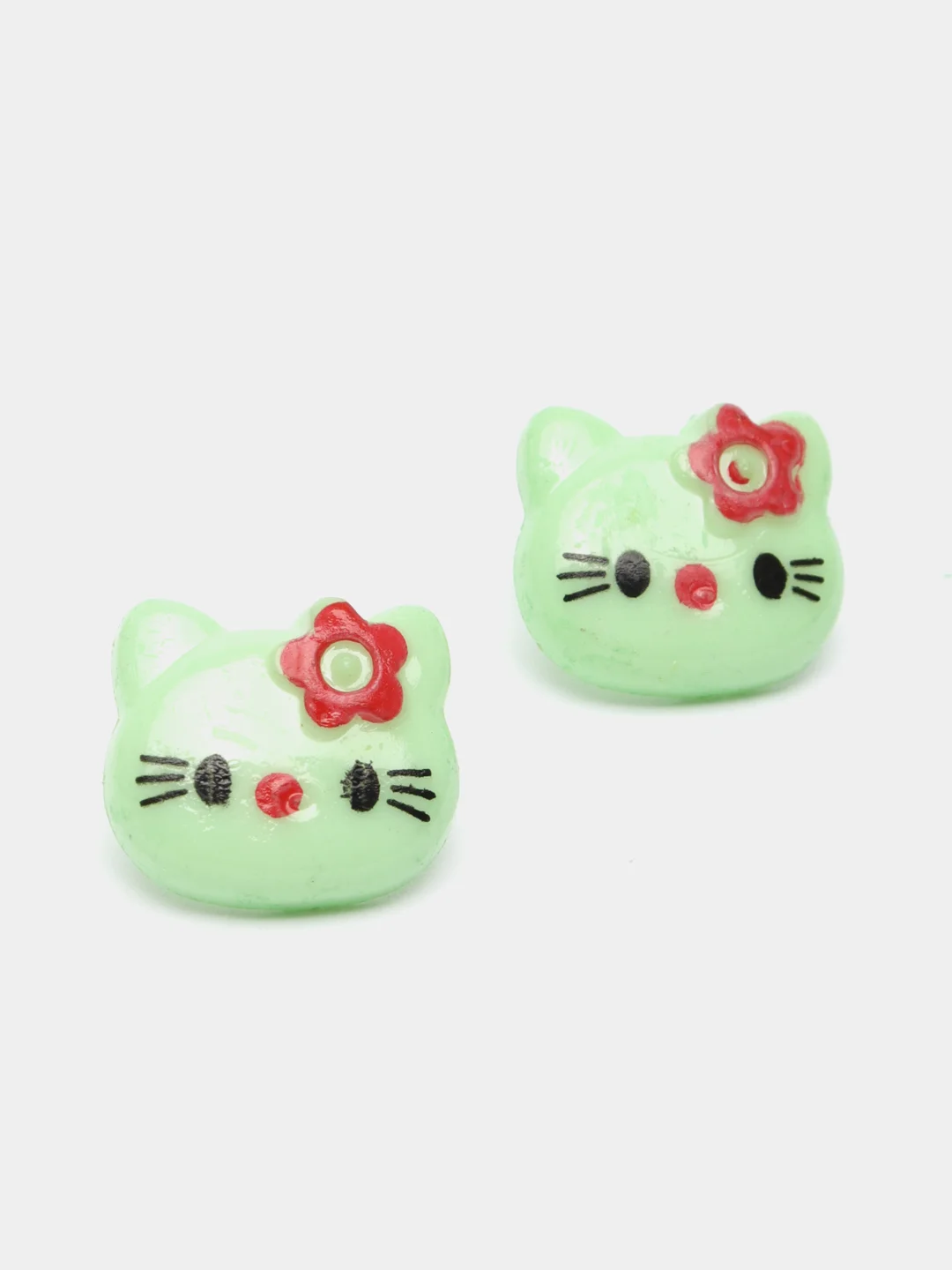 Бирюзовый пуговицы декоративные на ножке "Hello kitty", пластиковые