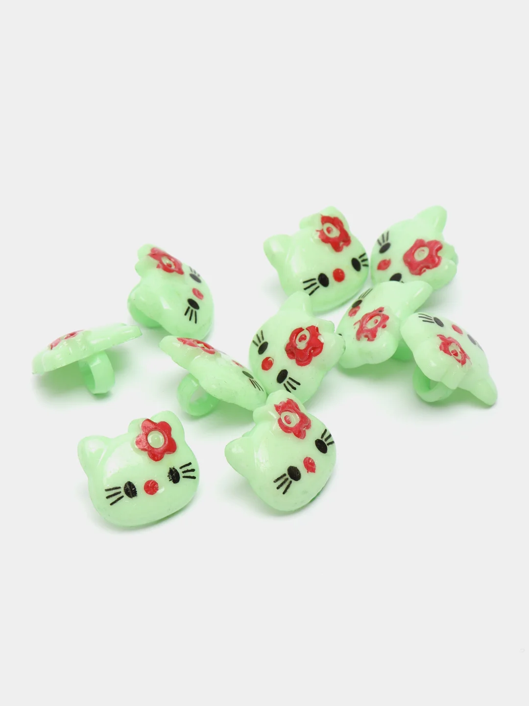 Бирюзовый пуговицы декоративные на ножке "Hello kitty", пластиковые