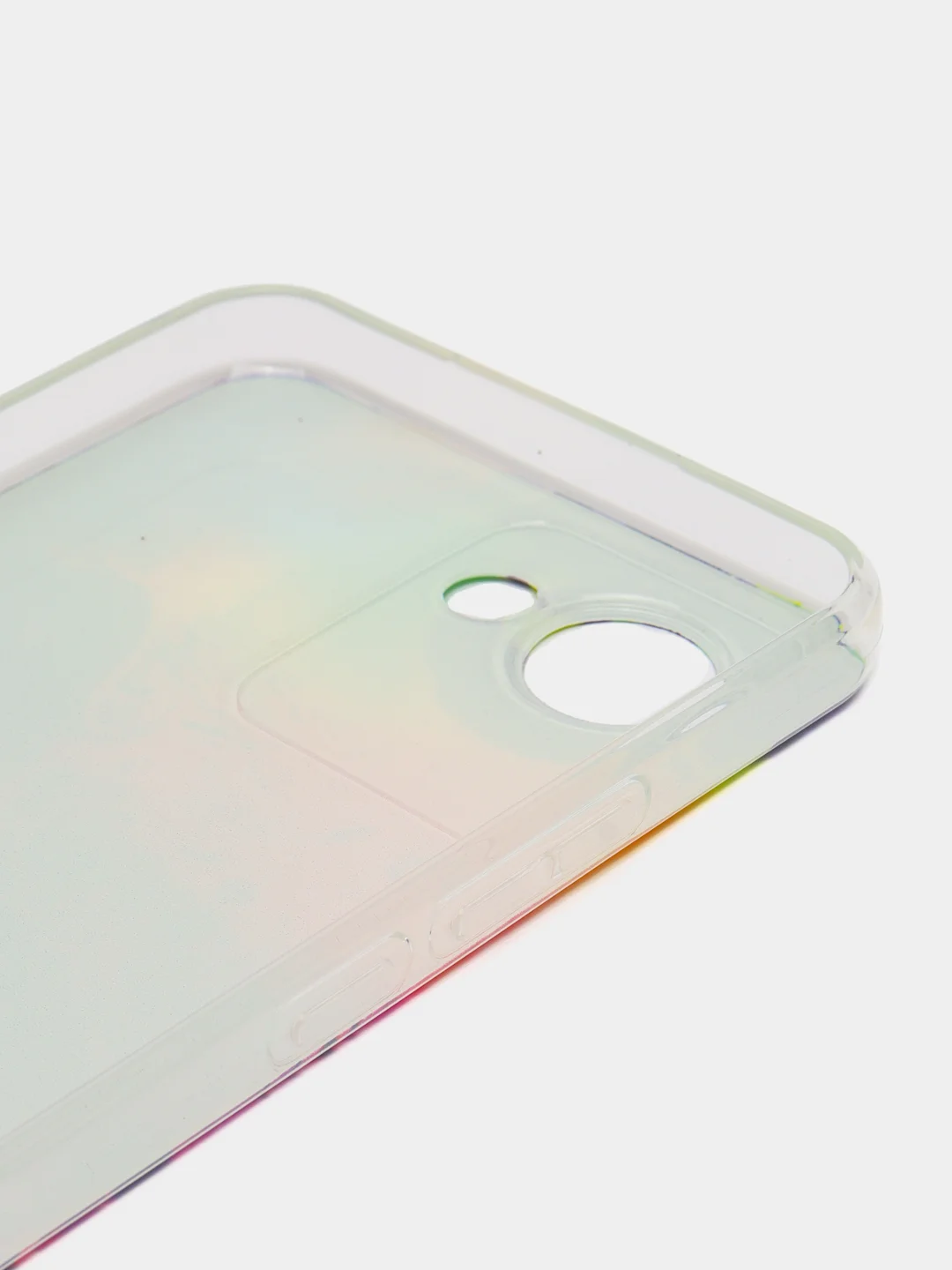 Пурпурный силиконовый чехол на Realme C30 / Реалми С30 прозрачный, с рисунком, защита камеры