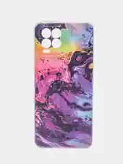 Пурпурный силиконовый чехол на Oppo Realme 8/8 Pro / Оппо Реалми 8/8 Про прозрачный, с рисунком