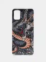 Коричневый силиконовый чехол на Samsung Galaxy A51 / Самсунг А51 прозрачный с рисунком, защита камеры