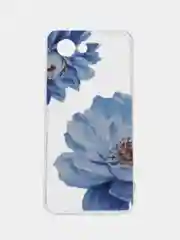 Лазурный силиконовый чехол на Realme C30 / Реалми С30 прозрачный, с рисунком, защита камеры