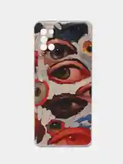 Кремовый силиконовый чехол на Samsung Galaxy A31 / Самсунг А31 прозрачный с рисунком, защита камеры