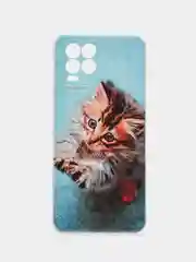 Светло-коричневый силиконовый чехол на Oppo Realme 8/8 Pro / Оппо Реалми 8/8 Про прозрачный, с рисунком