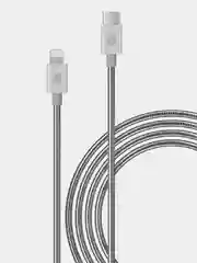 Серебряный зарядный кабель uBear Force UCB-C - Lightning, стальная оплётка, длина 1.2 м