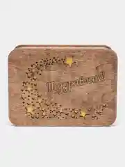 Коричневый коробка подарочная, деревянная шкатулка, упаковка для подарков "Поздравляю"