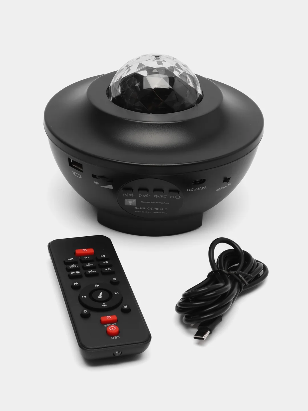 Черный ночник-проектор звёздного неба, с Bluetooth, 10 режимов